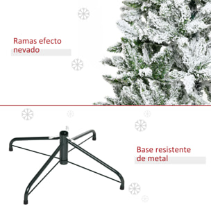 HOMCOM Árbol de Navidad Artificial 180 cm con Nieve Ignífugo con 750 Ramas Hojas de PVC Apertura Automática Base Plegable y Soporte Metálico Decoración Navideña para Interiores Verde