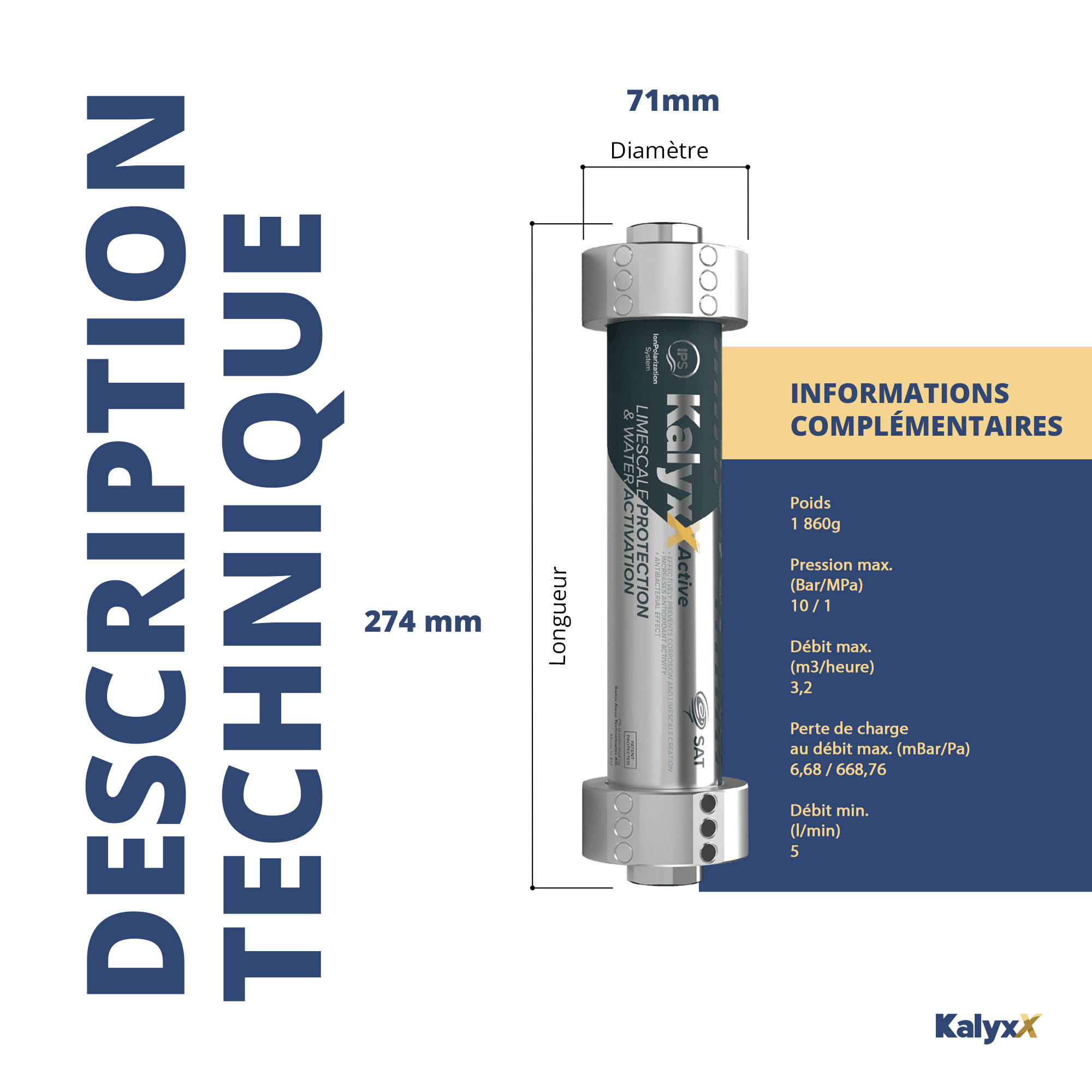 Adoucisseur d'eau Anticalcaire Antibacterien innovant IPS Kalyxx Active G3/4 " femelle  (IPSKXAG34)