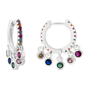 Pendientes acabado plata y Circonita Multicolor
