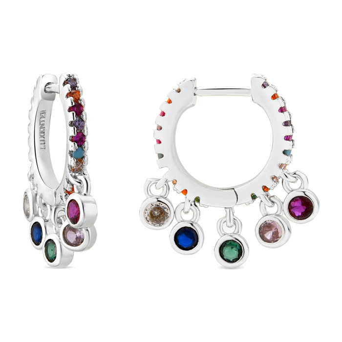 Pendientes acabado plata y Circonita Multicolor