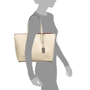 FIRENZE ARTEGIANI Arcene bolso de hombro mujer. Piel auténtica acabado Ruga. Fabricado en Italia 43x13,5x28 Cm. Color: Beige