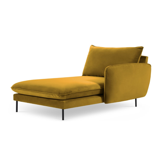 Méridienne droite "Vienna" en velours jaune