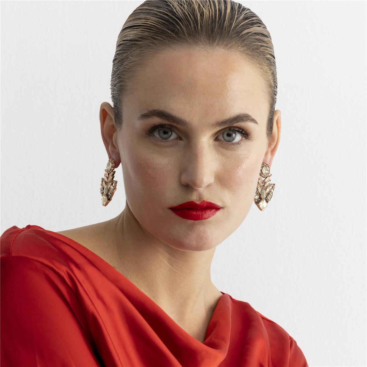 Pendientes con Cristal Multicolor acabado oro 18k