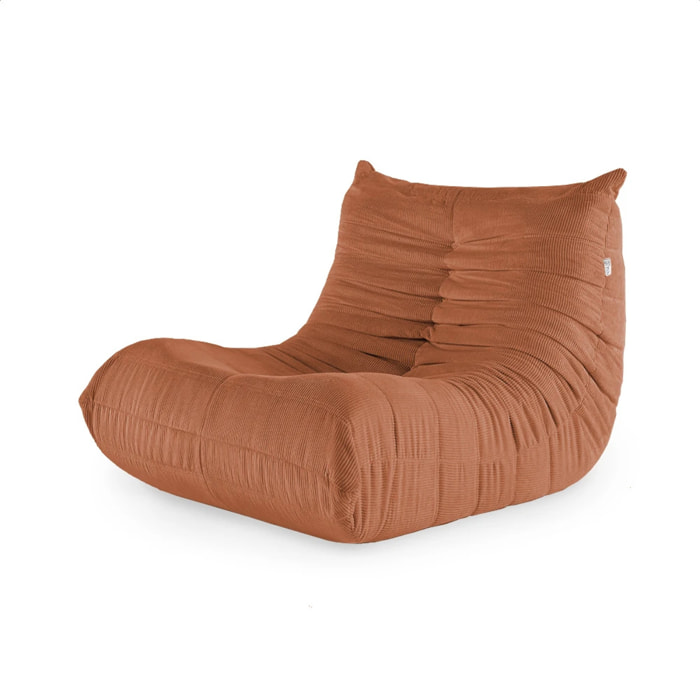 EMILE - Fauteuil en velours côtelé terra