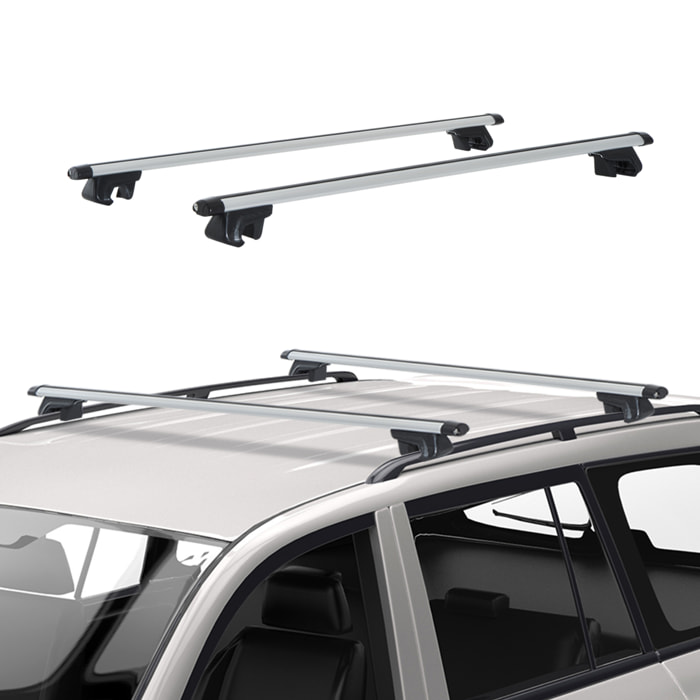 Barres de toit de voiture verrouillables 2 clés fournies dim. 135L x 5,5l x 7H cm aluminium gris noir