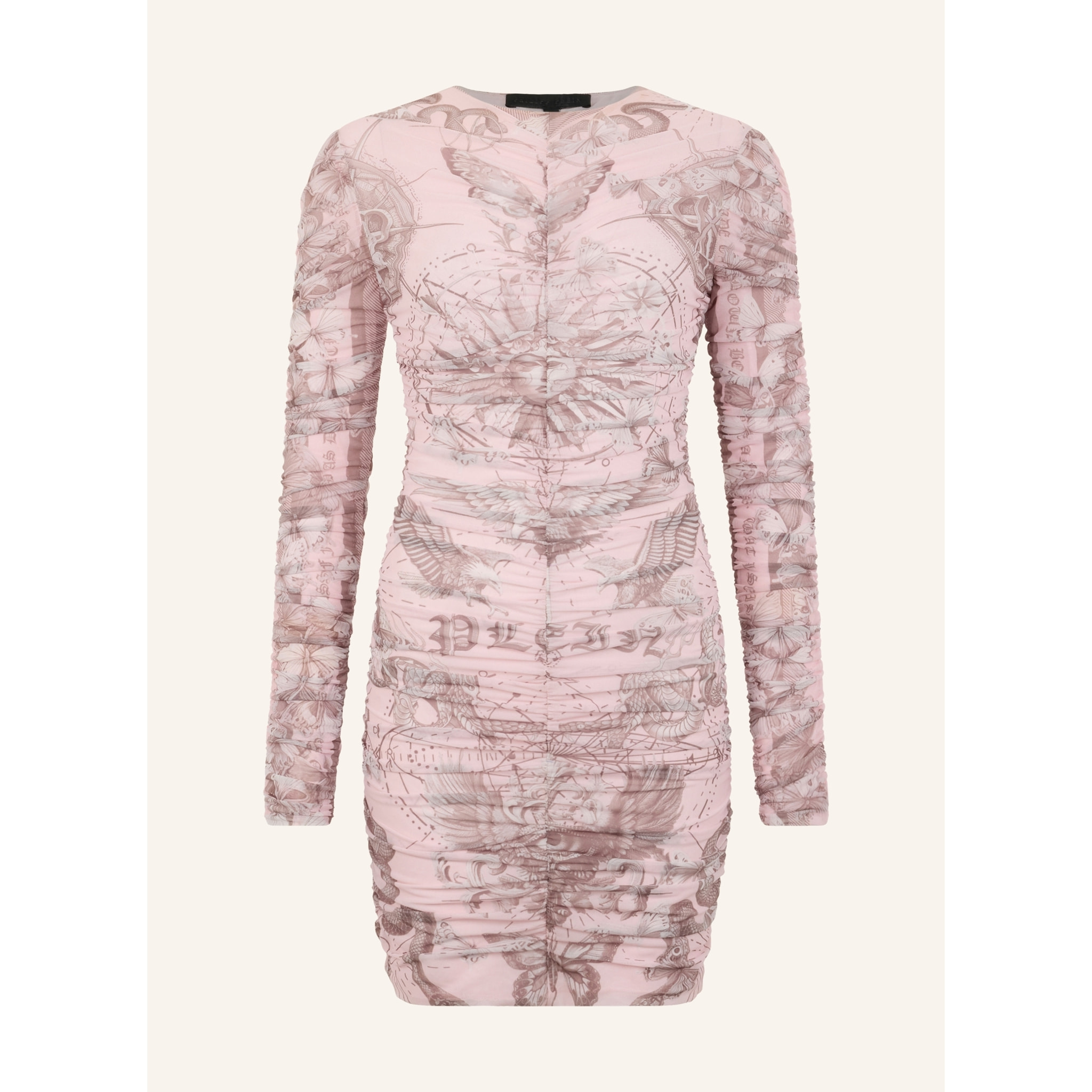PHILIPP PLEIN Wrinkled Mini Dress Butterfly Tattoo