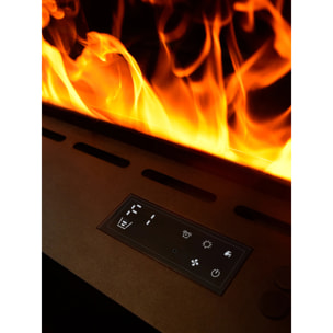 DFVAPO 150 - Inserto Camino Decorativo ad Acqua Senza Calore 150x24x21,5 cm con Effetto Fiamma a LED 3D Nero