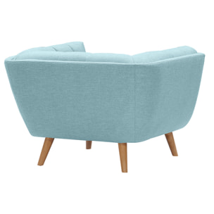 Fauteuil capitonné en tissu bleu clair - Carmen