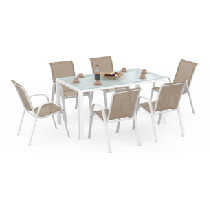 Ensemble repas Formentera 6 places beige