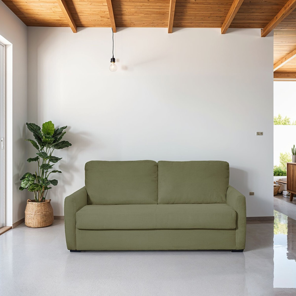 Canapé convertible express 3 places en velours côtelé - BIANCA