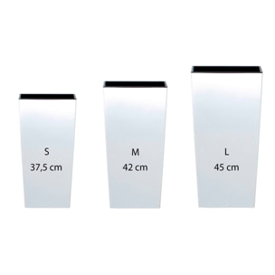 Pack 3 macetas altas de plastico en color blanco con deposito