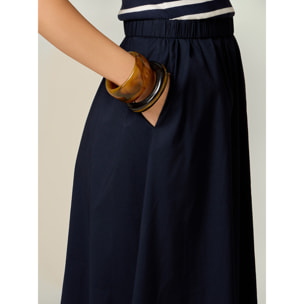 Oltre - Vestido bimaterial con top a rayas - Azul