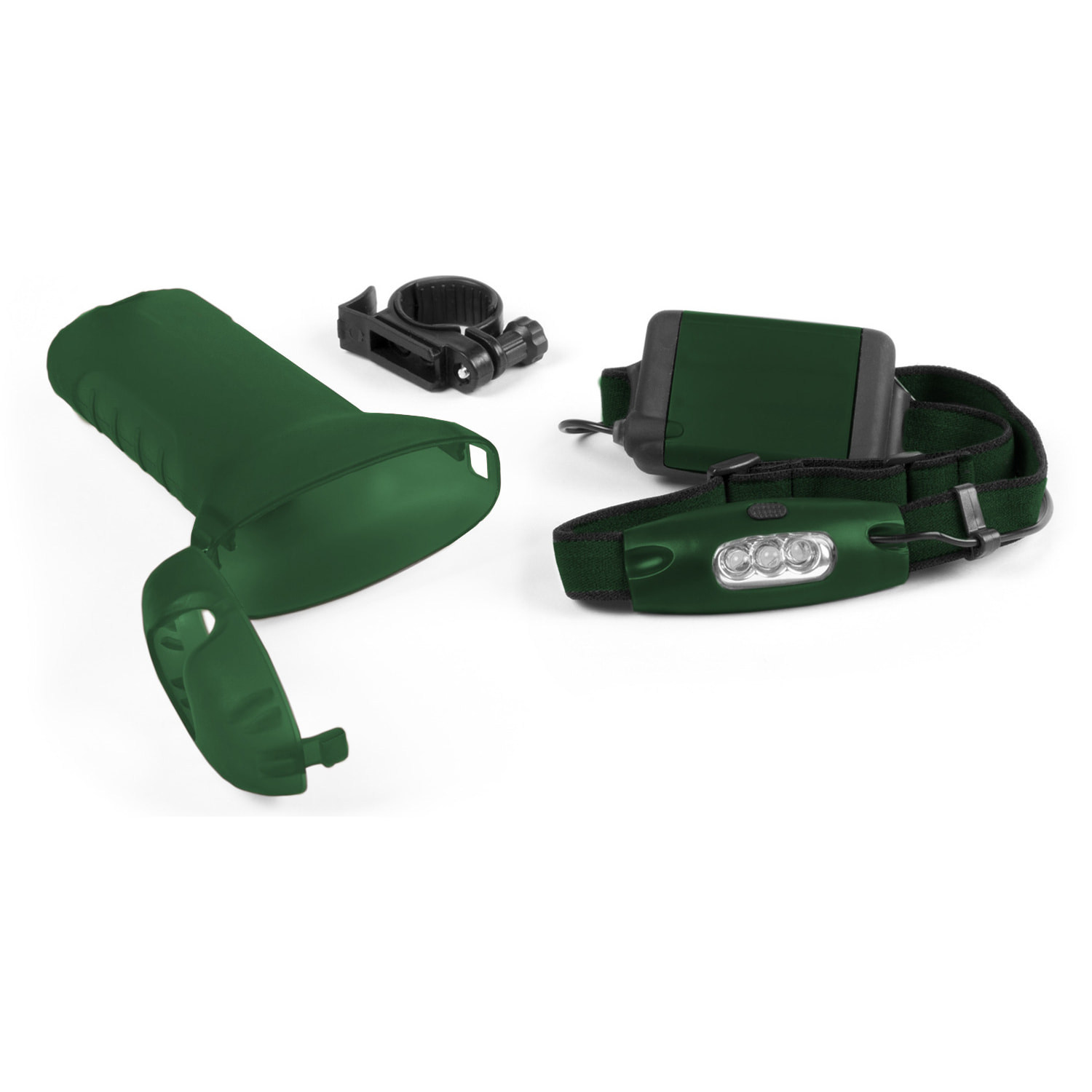 Torcia Moltar per manubrio di bicicletta, con 3 led e 2 posizioni di illuminazione. Modalità d'uso come luce anteriore con gomma regolabile.