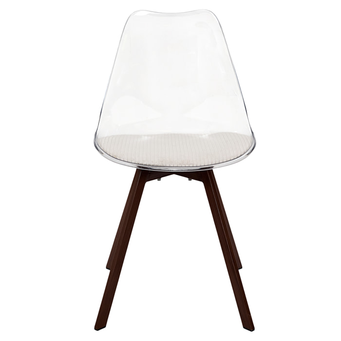 Chaise Transparente Coussin Cotele Scott Beige - Lot De 4