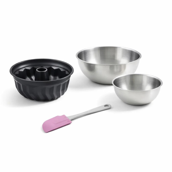 Set de 4 ustensiles de pâtisserie moule à gâteaux 2 bols et spatule Zenker Black Metallic