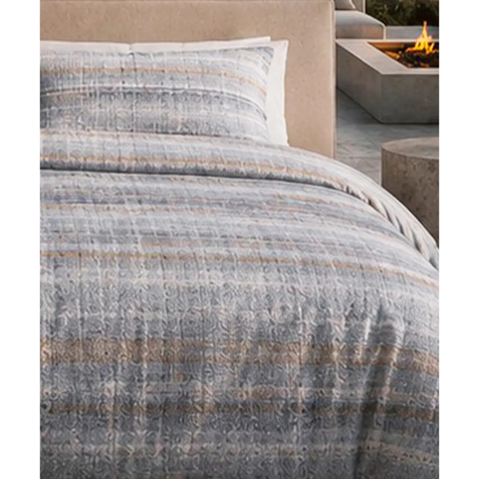 Parure Copripiumino Trama Grigio in Cotone 100% Made in Italy, Stampa Digitale HD