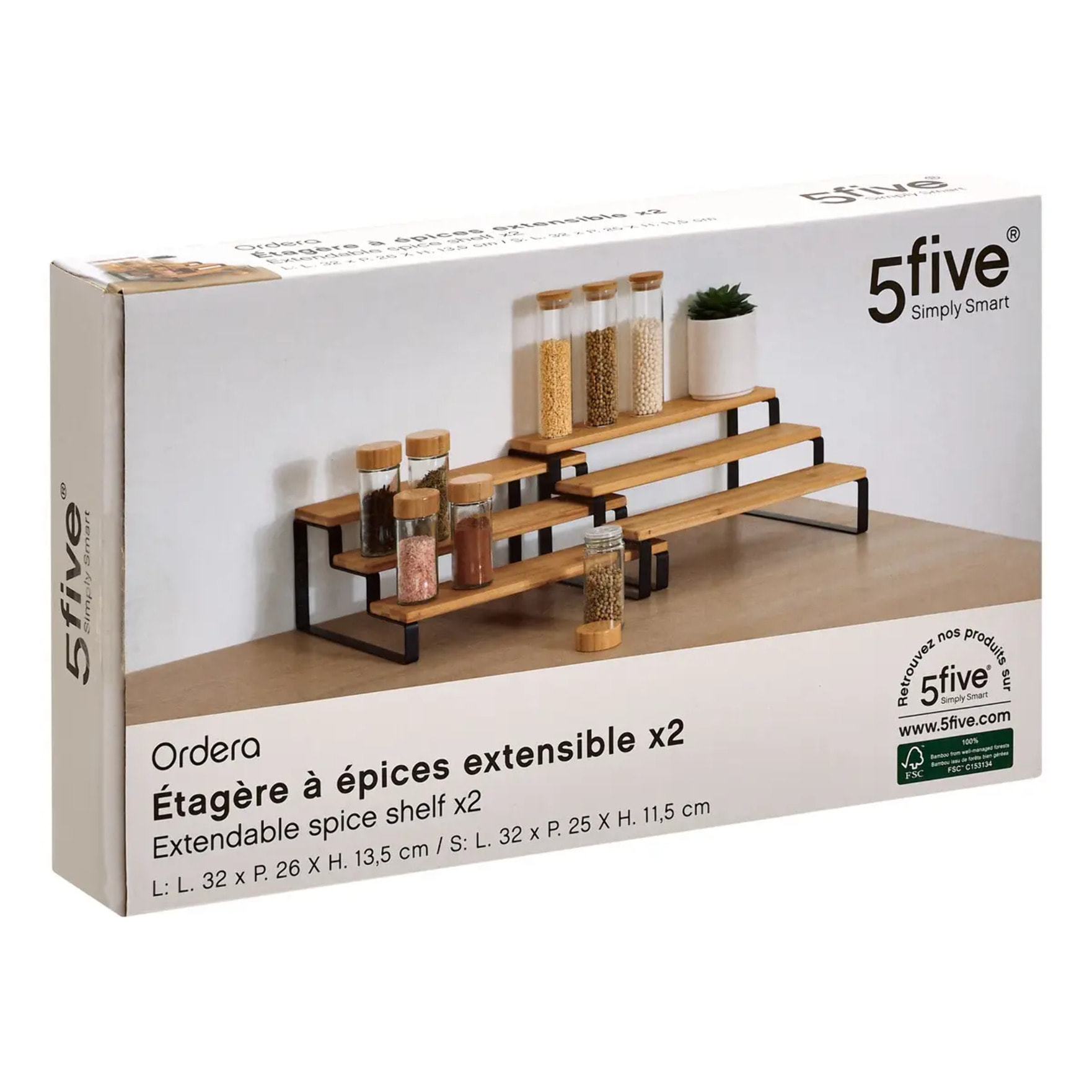 Etagère à épices Ordera extensible L32cm en bois noir