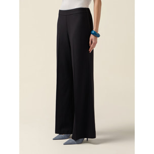 Oltre - Pantaloni palazzo in tessuto crêpe - Nero
