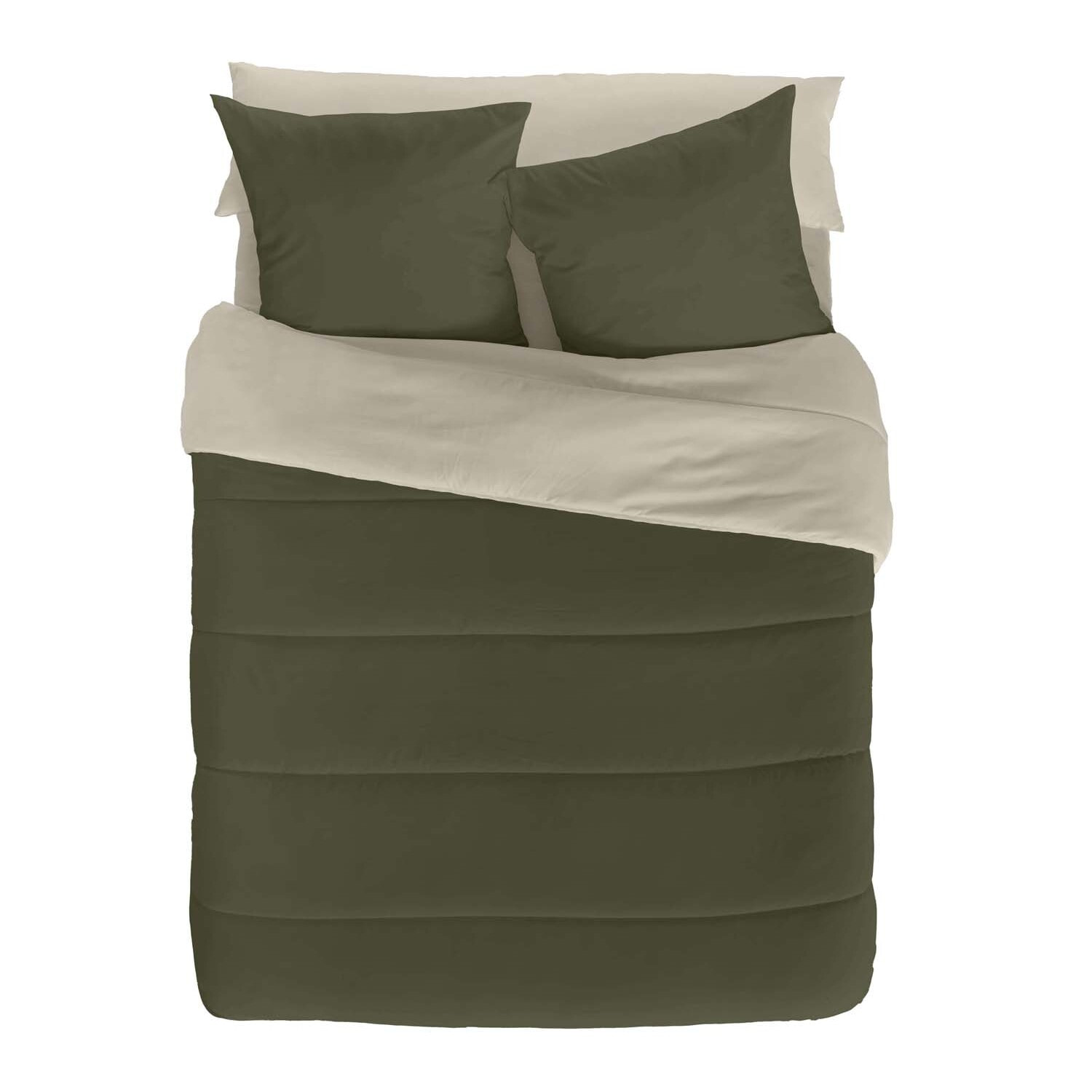 Naturals - Edredón Bicolor - 300 Gr - 100% Microfibra Poliéster - Verde/Vainilla