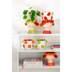 J-Line cache-pot 2 Parties Fille - céramique - orange