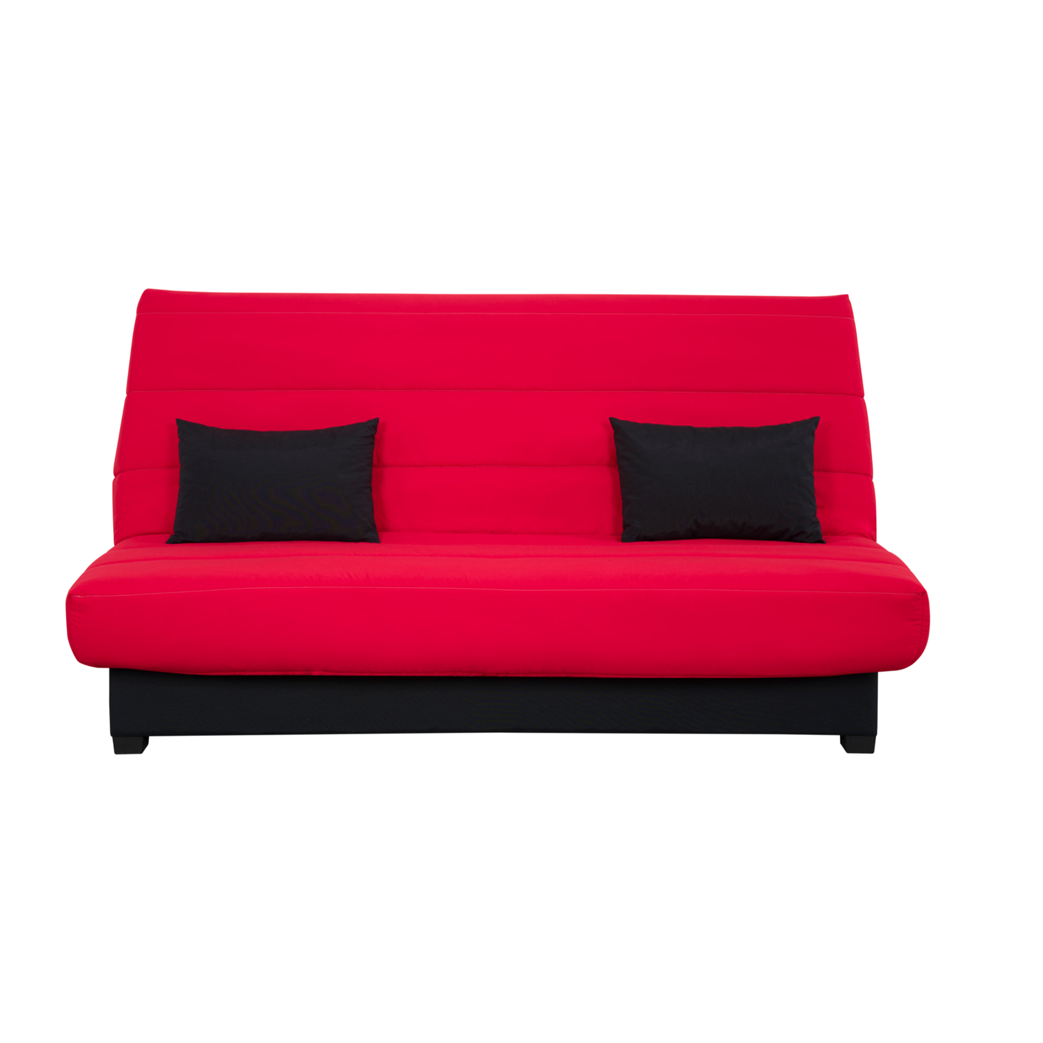 Canapé convertible Salma, matelas Simmons, 130 x 190 cm, 2 coussins offerts, rouge