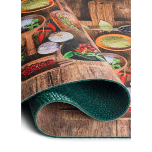 RICCI Alfombra lavable de cocina diseños con especias multicolor, varias medidas disponibles.