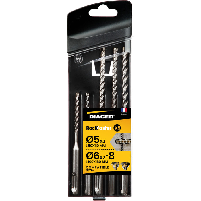 Coffret 5 forets béton SDS Plus Rockfaster - DIAGER - 1005A