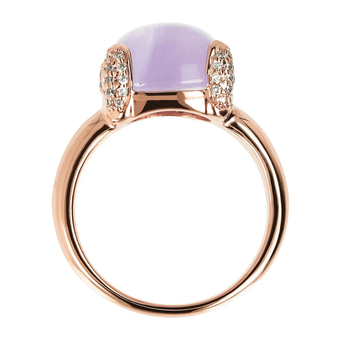 Anello Cocktail con Ametista Viola e Pavé di Cubic Zirconia