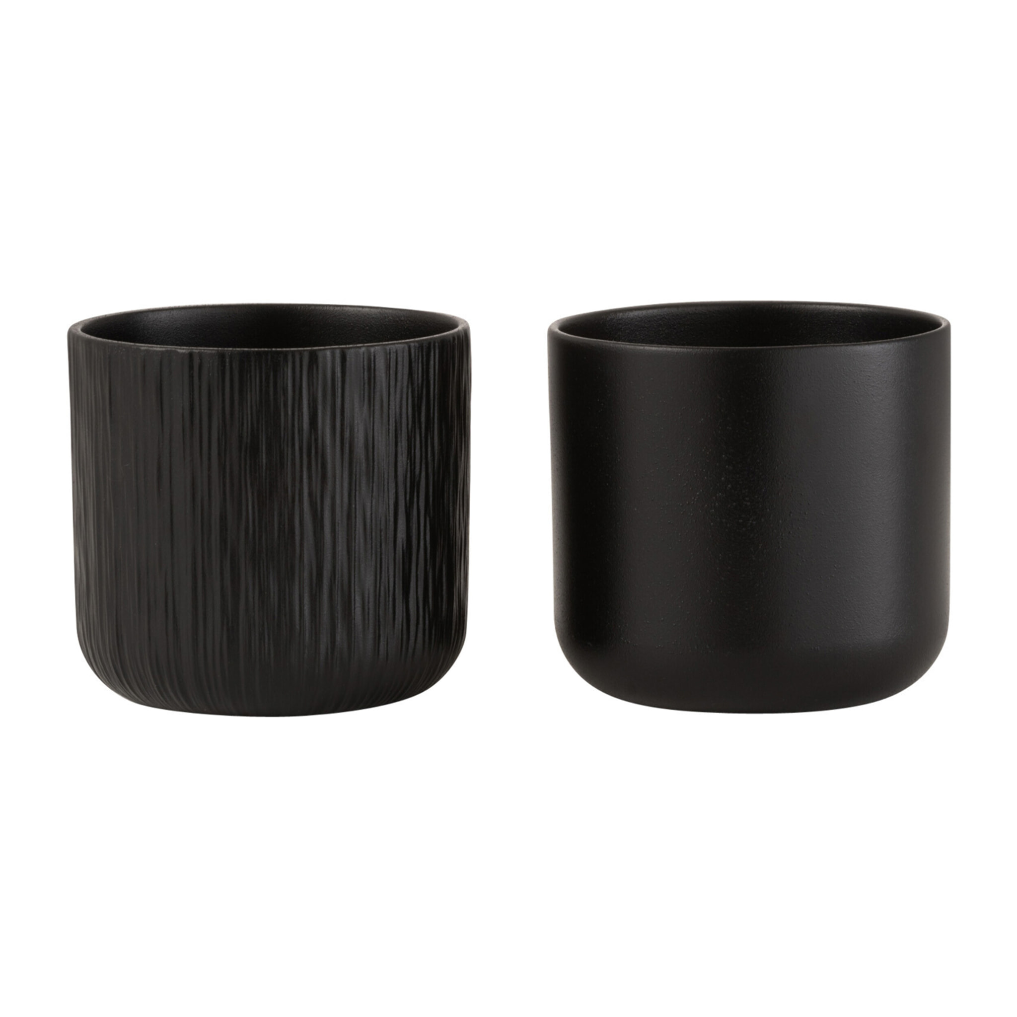 J-Line cache-pot Gen - céramique - noir - small - 2 pièces - Ø 13 cm