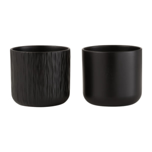 J-Line cache-pot Gen - céramique - noir - small - 2 pièces - Ø 13 cm