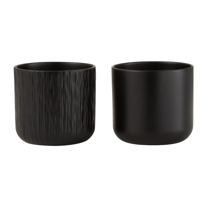 J-Line cache-pot Gen - céramique - noir - small - 2 pièces - Ø 13 cm