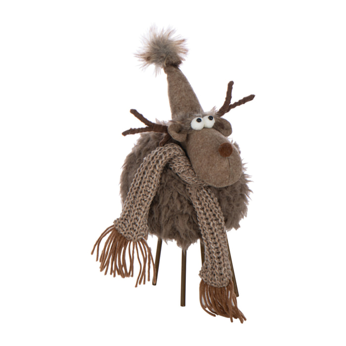 J-Line figurine Renne Chapeau + Écharpe - polyrésine - brun - small