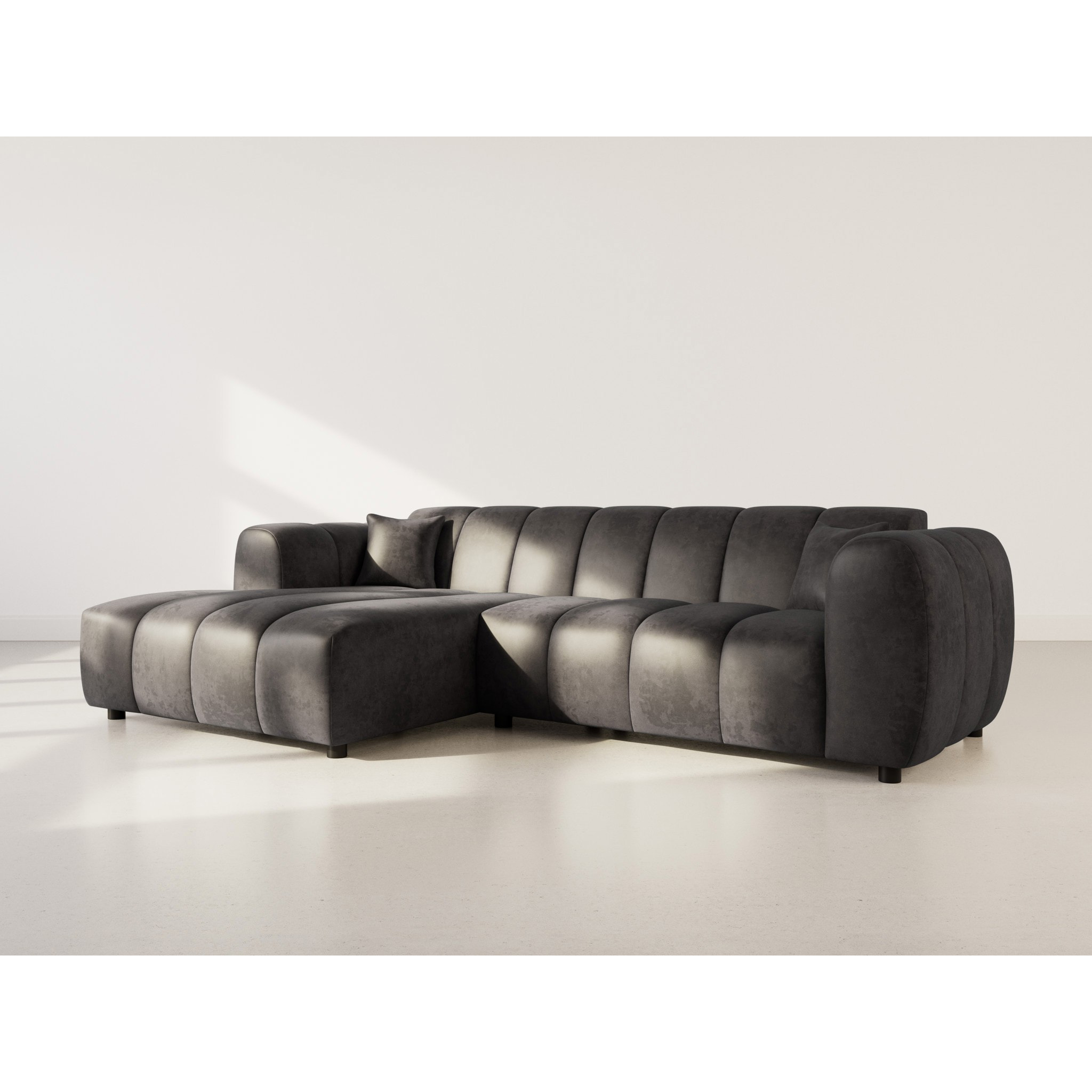 Curtis - canapé d'angle gauche 4 places en simili - Noir