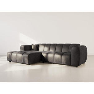 Curtis - canapé d'angle gauche 4 places en simili - Noir