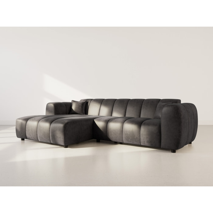 Curtis - canapé d'angle gauche 4 places en simili - Noir