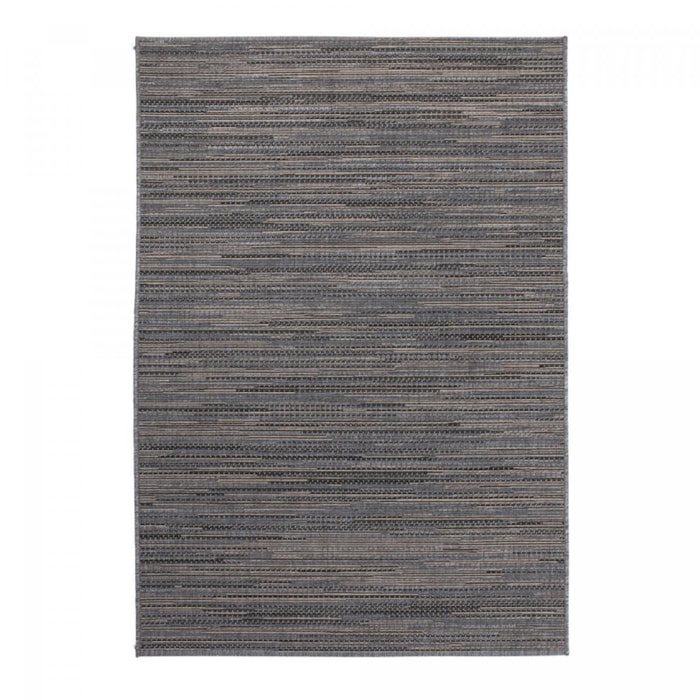 tapis entrée 80x150 tissé gris et marron rectangle motif faux uni SUSA 1