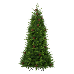 Waffle - Albero di Natale Tradizionale con Pigne in PE, PVC e PP Ø121x210H cm, 1193 Punte