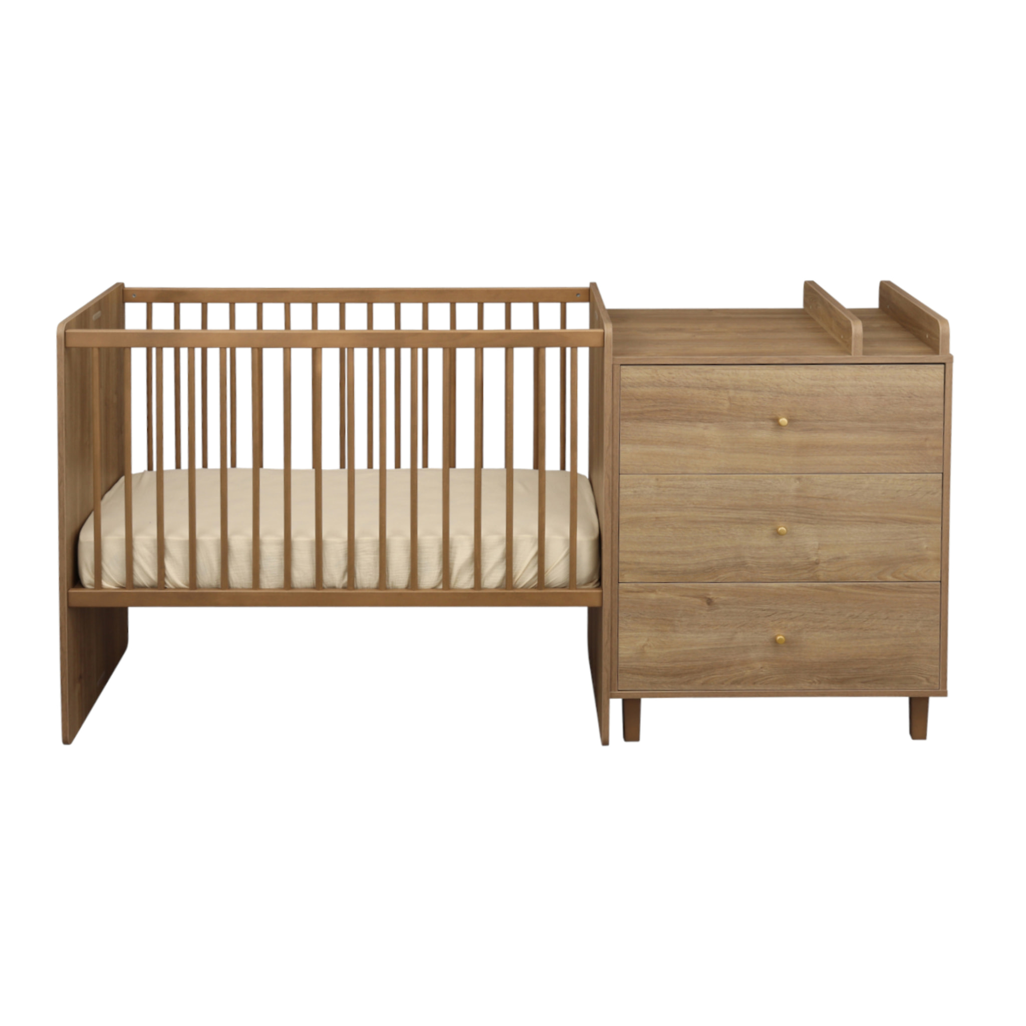 Lit combiné 120x60 évolutif en 90x190 décor bois chêne mokka