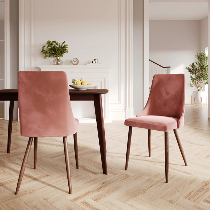 Lot de 2 chaises en velours rose - Vinni