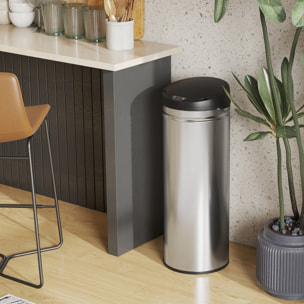 Poubelle automatique 50L capteur de mouvement acier inox brossé