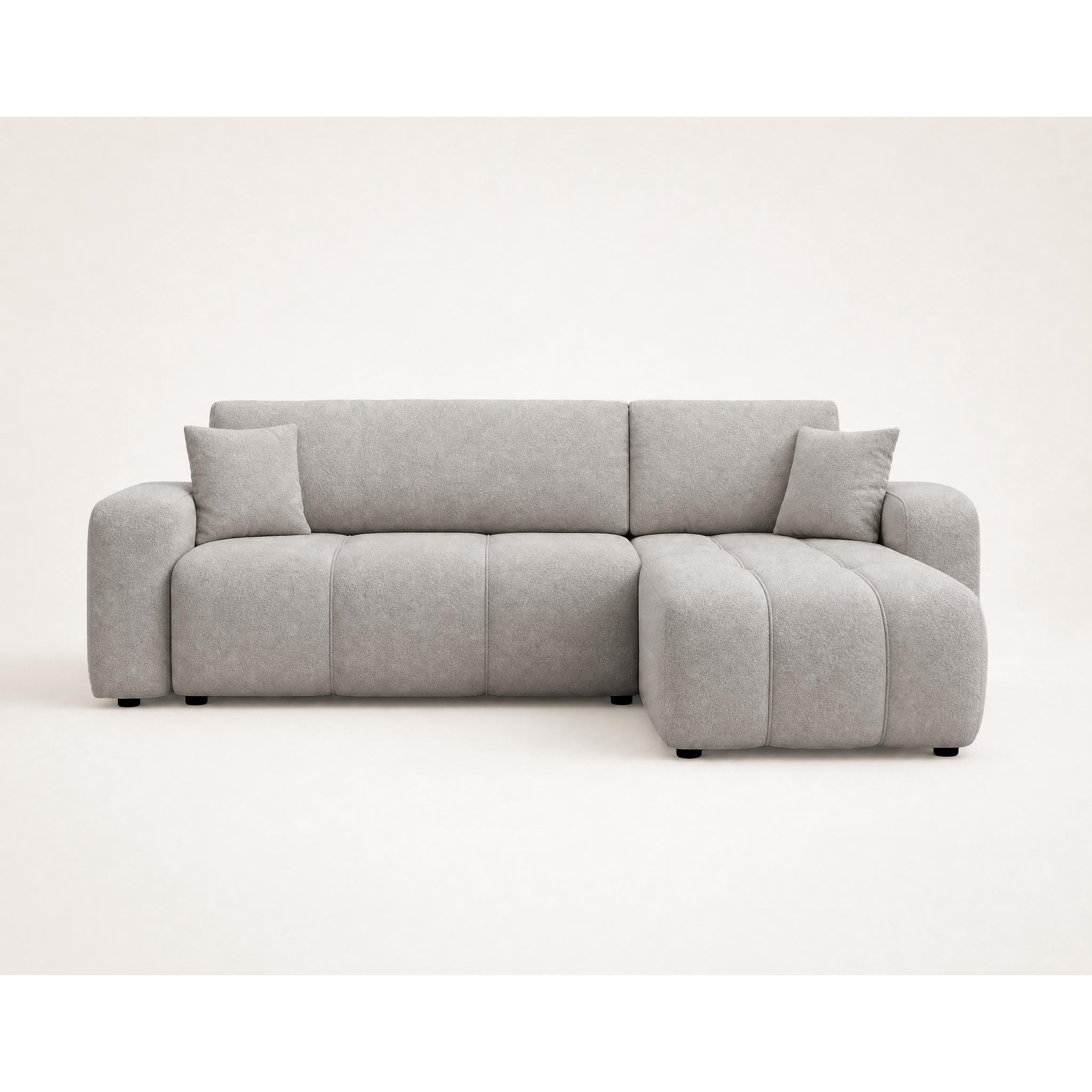 Nicole - canapé d'angle réversible 4 places convertible avec coffre en tissu - Gris clair