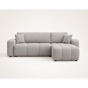 Nicole - canapé d'angle réversible 4 places convertible avec coffre en tissu - Gris clair