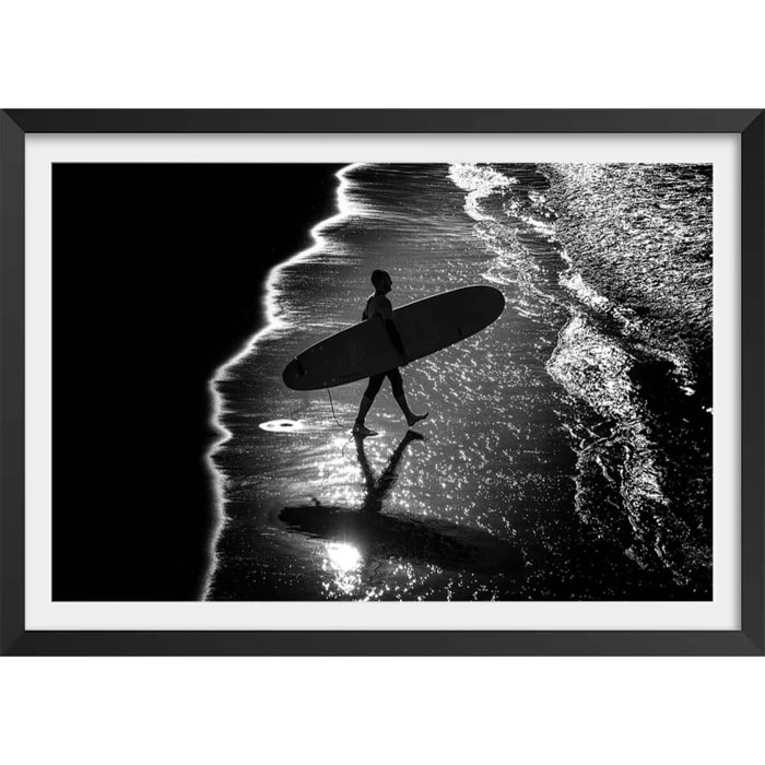 Poster surf contraste Affiche + cadre en bois - Noir