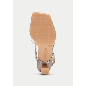 Sandalia Tacon Danielle Plata oro 6 cm