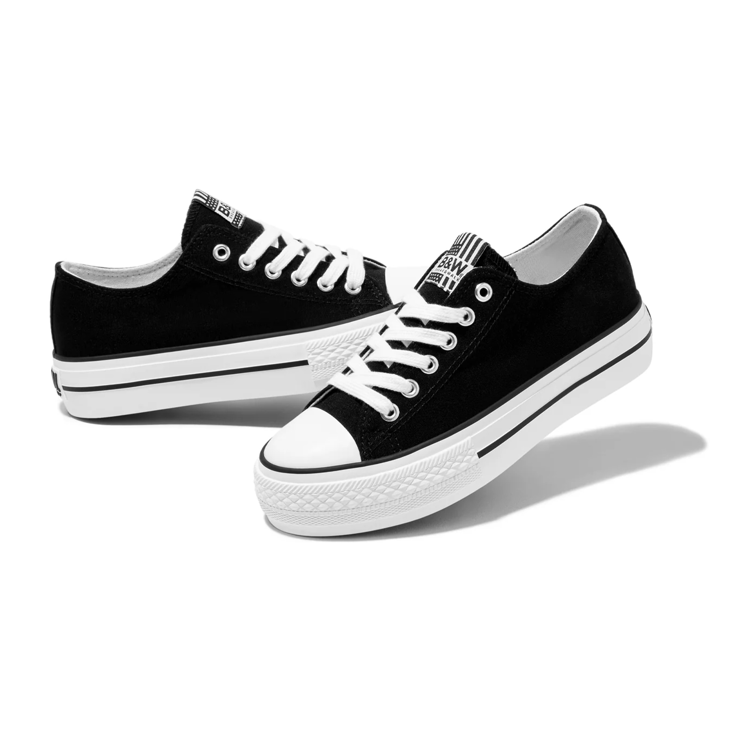 Zapatila Doble Plataforma Lona Negro B&W