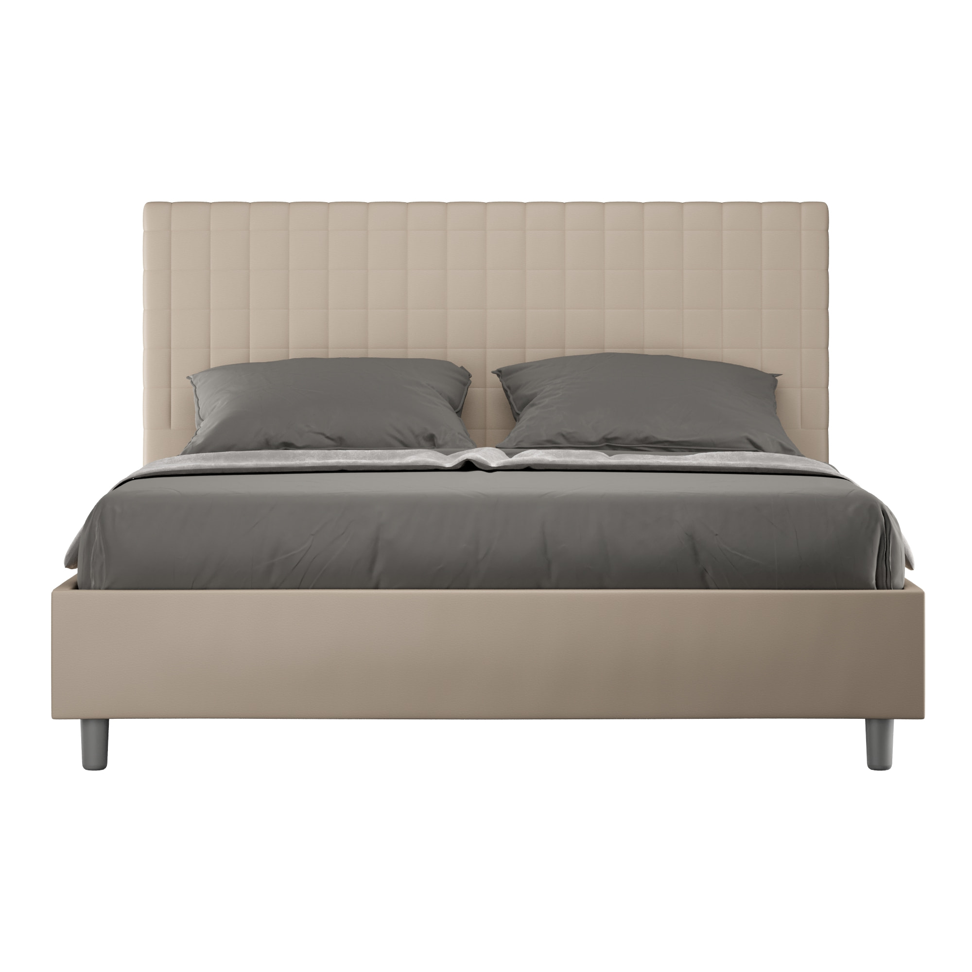 Letto matrimoniale con rete imbottito 160x190 similpelle tortora Sunny