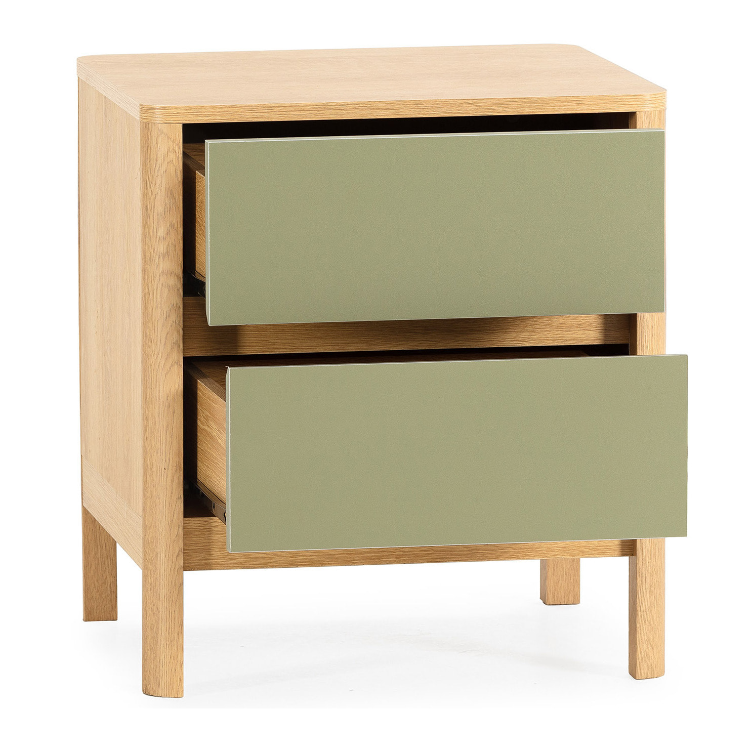 Mesita de noche Nassau 2 cajones efecto Roble/Verde