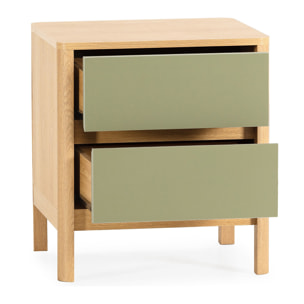 Mesita de noche Nassau 2 cajones efecto Roble/Verde