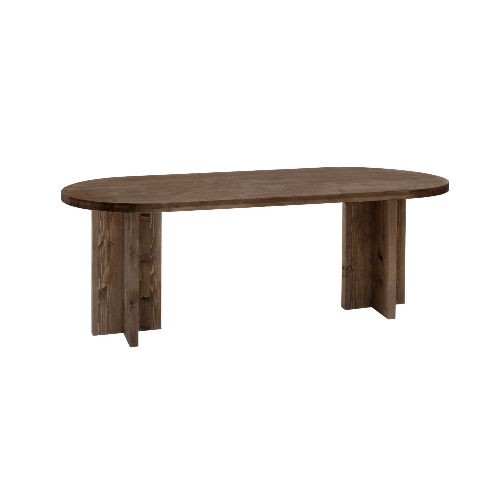 Table à manger ovale en bois massif ton noyer de différentes tailles