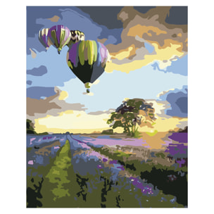 Tela con disegno da dipingere con i numeri, di 40x50cm. Design palloni. Include pennelli e vernici necessari.